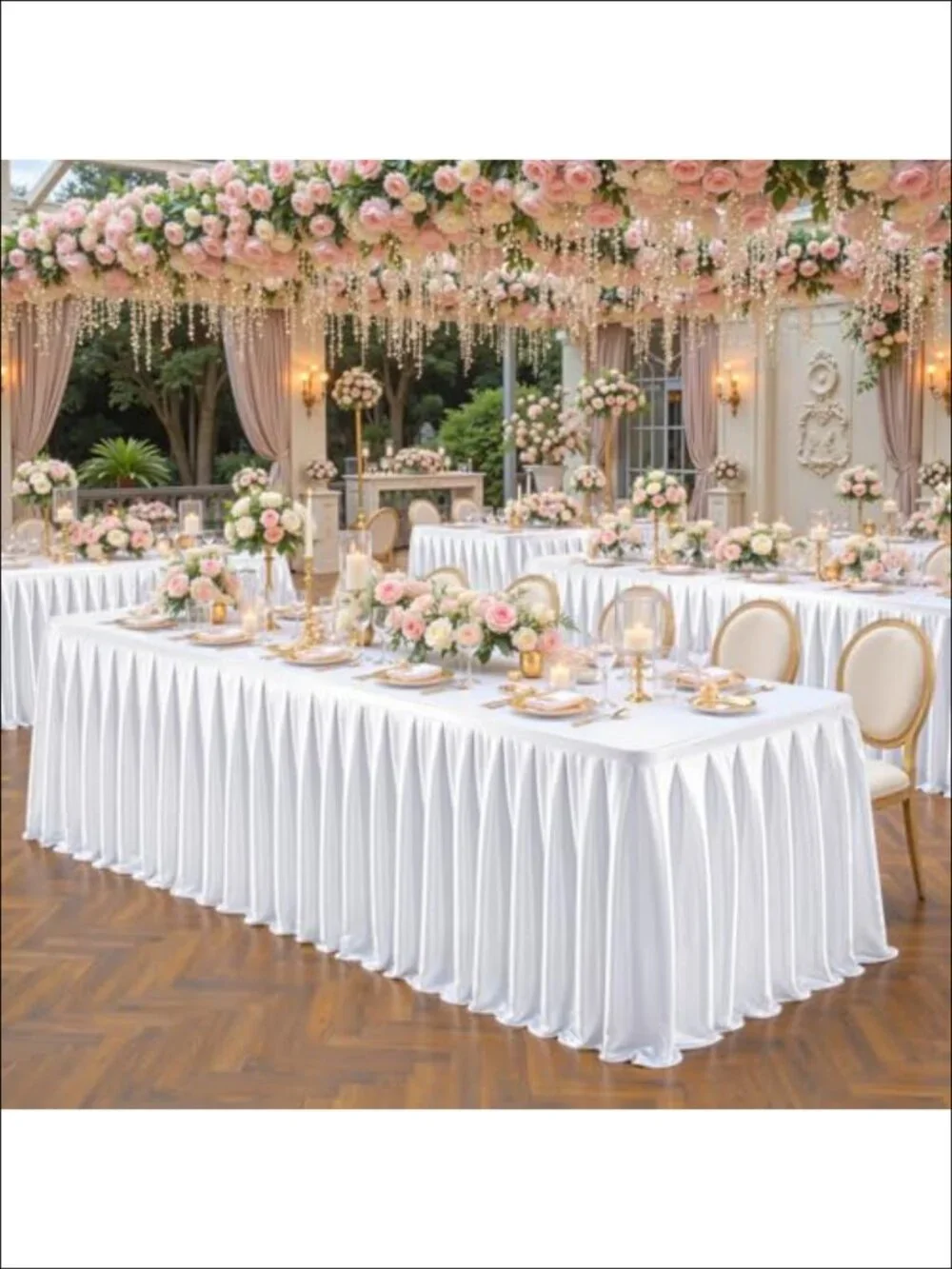 Satin Tablecloth 8FT Rectangle Wrinkle Resistant Glitter for Wedding Banquet